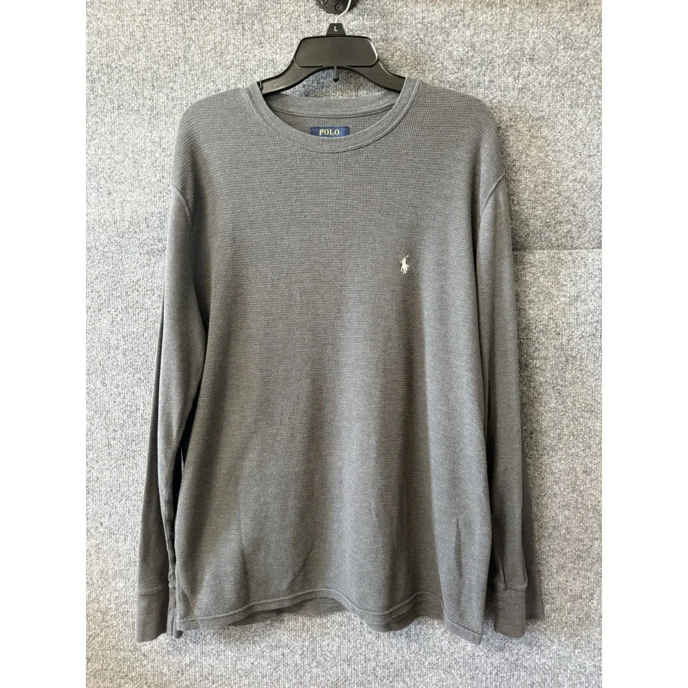Polo Ralph Lauren Thermal Waffle Knit Shirt Men's XL Gray Longsleeve R2